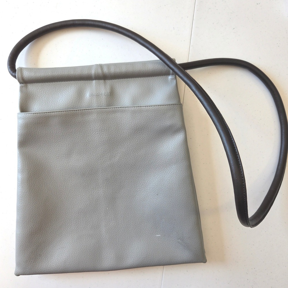 Bocci+Bii Italia Grey Pebbled Leather Slim Crossbody Bag Italy Zip Top